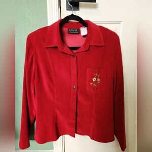Melissa Harper Women's Red Jacket with Embroidered Pocket